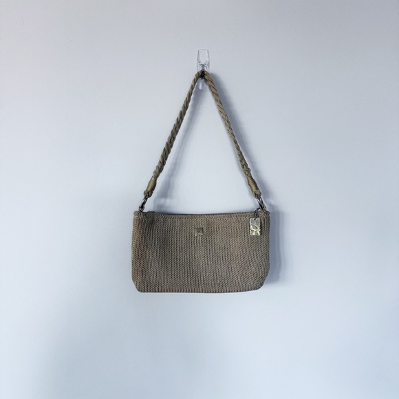 Lina Handbags - LINA Crocheted Taupe Polypropylene Shoulder Bag Zip Closure   EUC Y2K Farmhosue